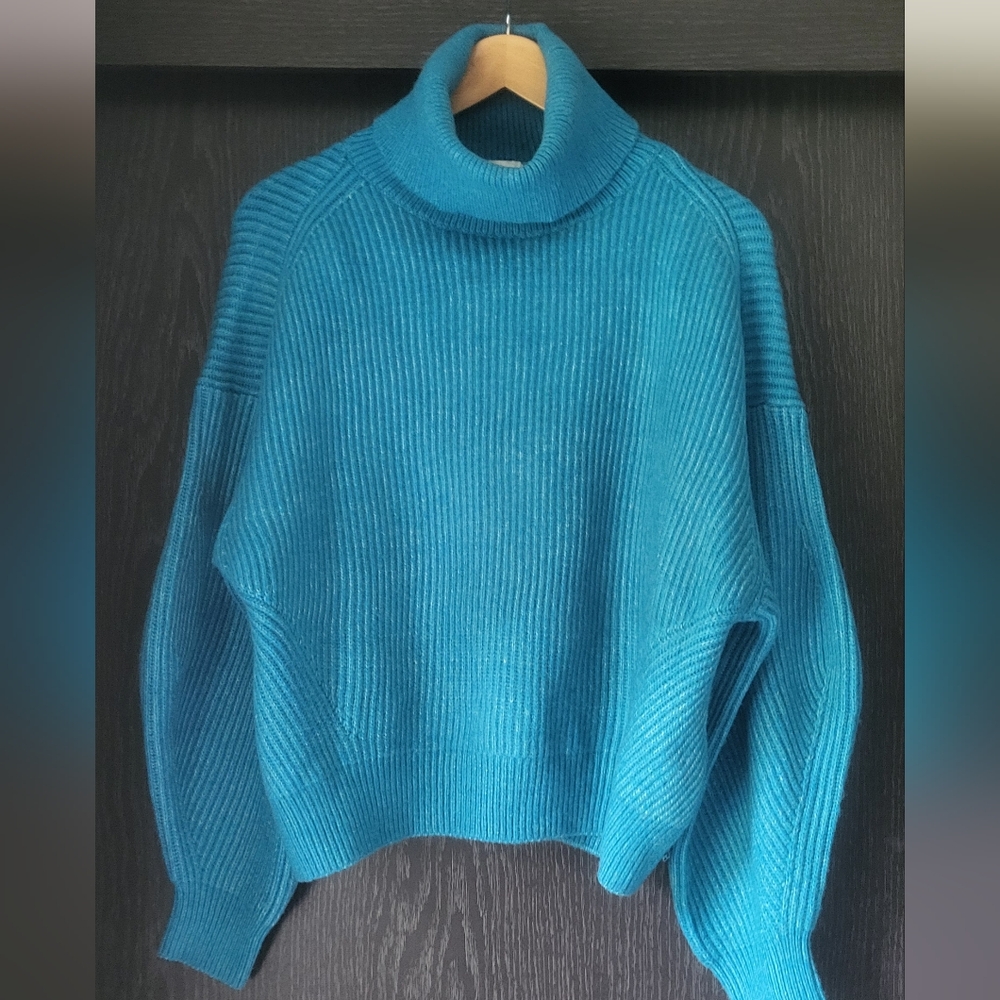 Women's Teal Turtleneck Sweater